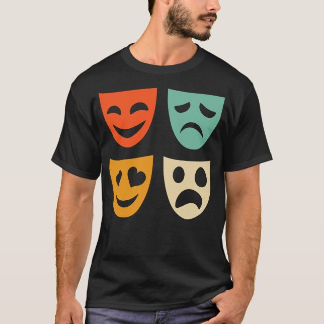 Vintage Theatre Masks Theater Actress D T-Shirt (Front)