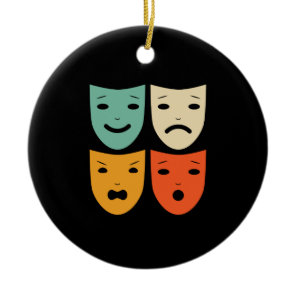 Vintage Theatre Masks Theater Actress Drama Actor Ceramic Ornament