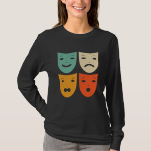 Vintage Theatre Masks Theater Actress Drama Actor T-Shirt