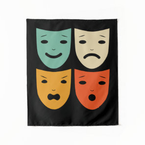 Vintage Theatre Masks Theater Actress Drama Actor Tapestry