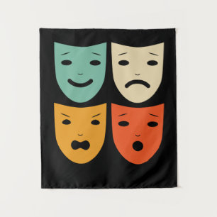Vintage Theatre Masks Theater Actress Drama Actor Tapestry