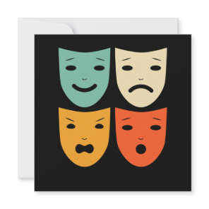 Vintage Theatre Masks Theater Actress Drama Actor Thank You Card