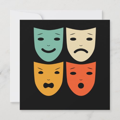 Vintage Theatre Masks Theater Actress Drama Actor Thank You Card