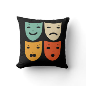 Vintage Theatre Masks Theater Actress Drama Actor Throw Pillow