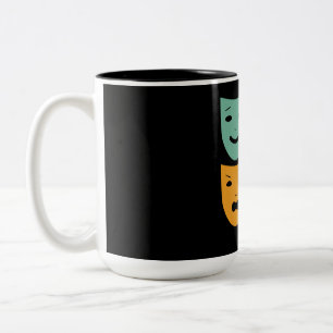 Vintage Theatre Masks Theater Actress Drama Actor Two-Tone Coffee Mug