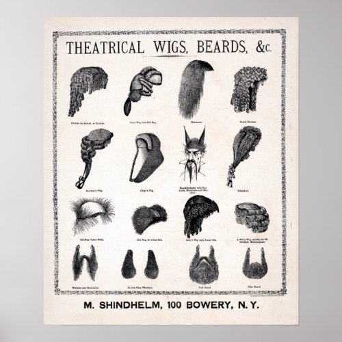 Vintage Theatrical Costume Beards and Wigs Poster