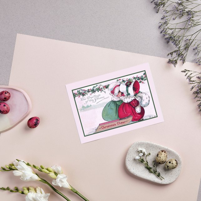 Vintage Themed Christmas Cheers Girls Winter Holiday Card (Creator Uploaded)
