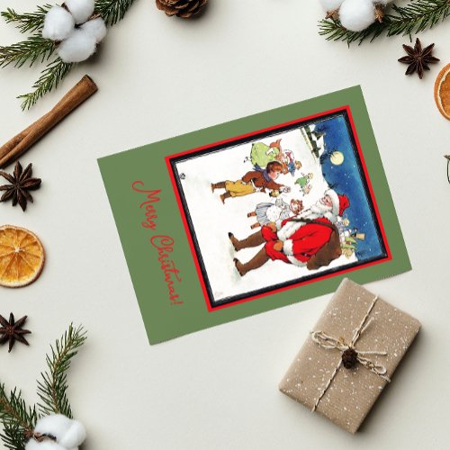 Vintage Themed Santa  Babies Gifts Christmas Holiday Postcard