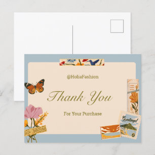 Vintage Themed Thank You Postcard