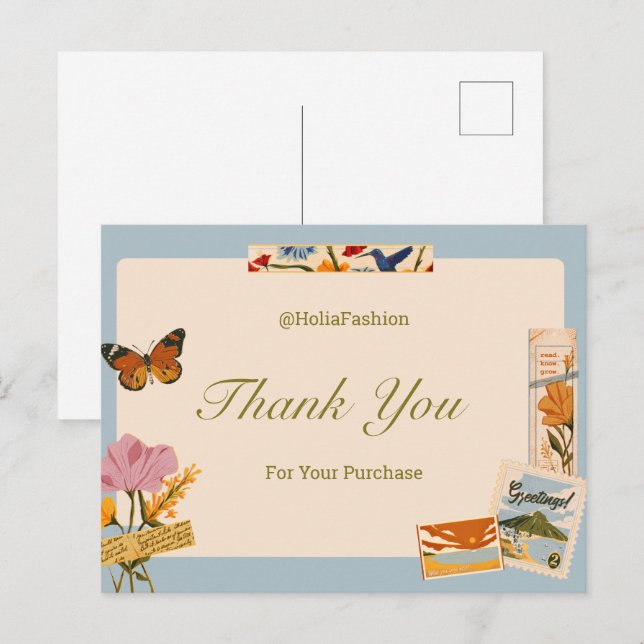  Vintage Themed Thank You Postcard (Front/Back)
