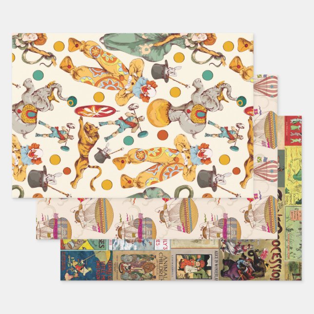 Vintage Themed Wrapping Paper Sheets (Set)