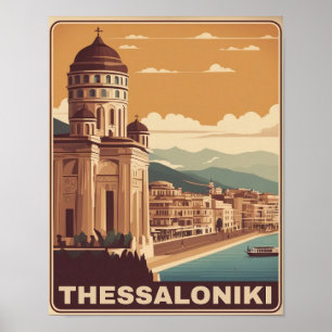 Vintage Thessaloniki city Greece vocation souvenir Poster