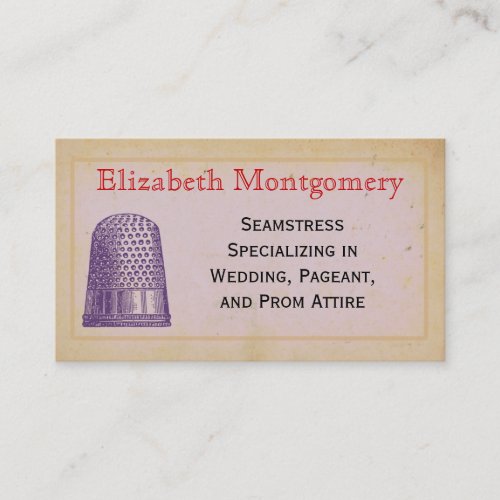 Vintage Thimble Seamstress Tailor Business Cards