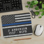 Vintage Thin Blue Line Personalized Police Officer Mouse Pad