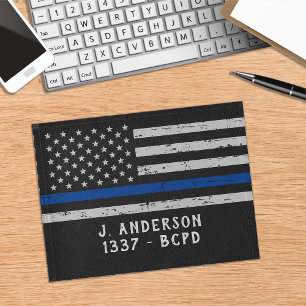 Vintage Thin Blue Line Personalized Police Officer Paperweight