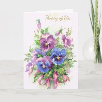 Vintage - Thinking Of You Bouquet Of Pansies  Card by AsTimeGoesBy at Zazzle