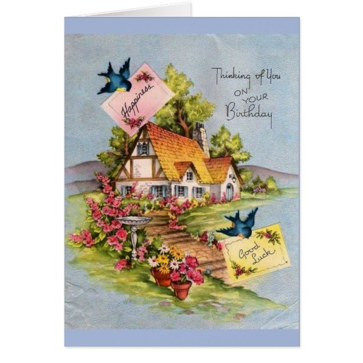 Vintage - Thinking of You on Your Birthday, (Front)