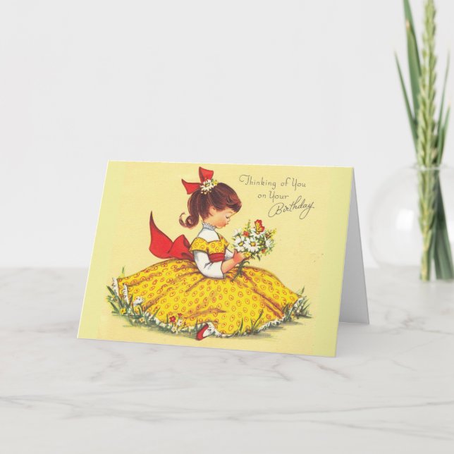 Vintage - Thinking of You on Your Birthday, Card (Front)
