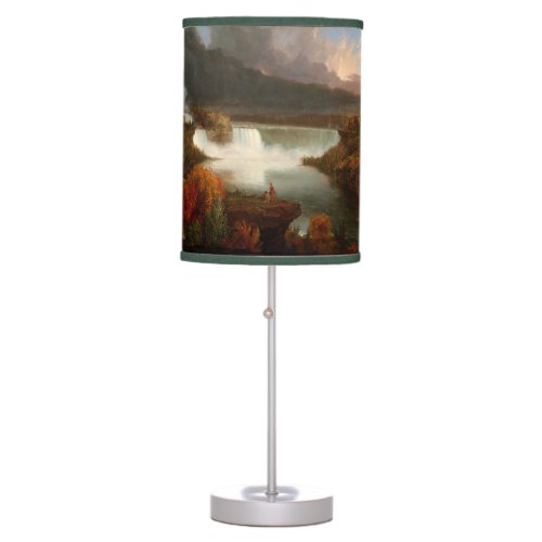 Vintage Thomas Cole Distant View of Niagara Falls Table Lamp