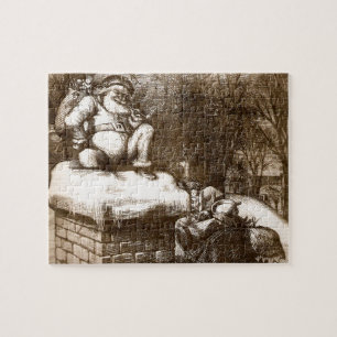 Vintage Thomas Nash Harper's Weekly 1865 Santa Jigsaw Puzzle