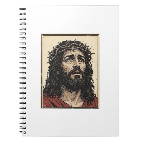 Vintage Thorn Crown Religious Portrait Vector Art_ Notebook