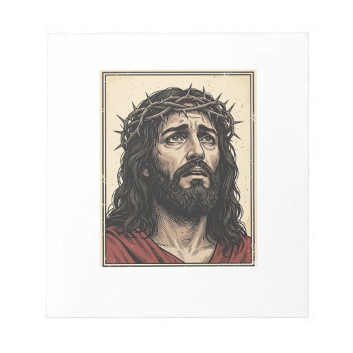 Vintage Thorn Crown Religious Portrait Vector Art_ Notepad