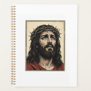 Vintage Thorn Crown Religious Portrait Vector Art_ Planner