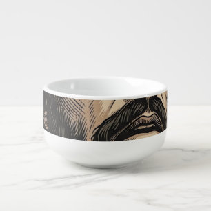 Vintage Thorn Crown Religious Portrait Vector Art_ Soup Mug