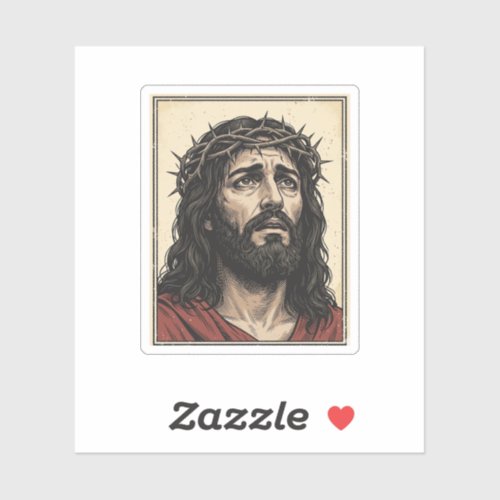 Vintage Thorn Crown Religious Portrait Vector Art_ Sticker
