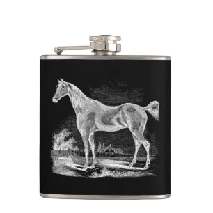 Vintage Thoroughbred Horse Equestrian Personalized Flask