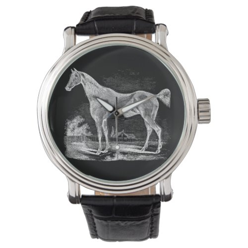 Vintage Thoroughbred Horse Equestrian Personalized Watch