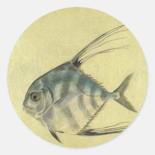 Vintage Threadfin Trevally African Pompano Fish Classic Round Sticker