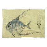 Vintage Threadfin Trevally, African Pompano Fish Kitchen Towel