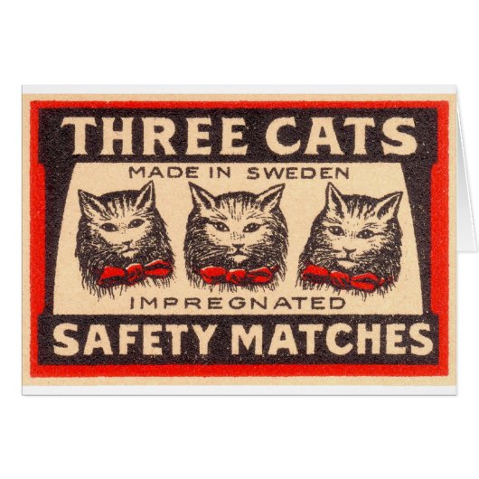 Vintage Three Cats Safety Matches (Front Horizontal)