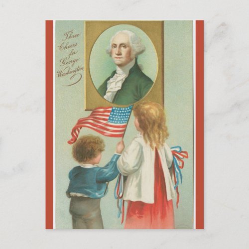 Vintage Three Cheers for George Washington Postcard