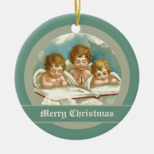 Vintage three cute praying angels ornaments