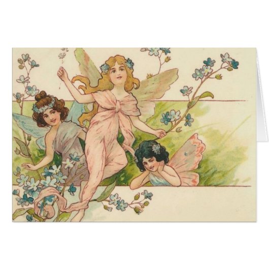 Vintage- three faries with flowers cards (Front Horizontal)