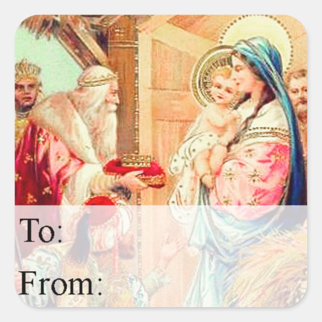 Vintage Three Kings Christmas Gift Tag (Front)