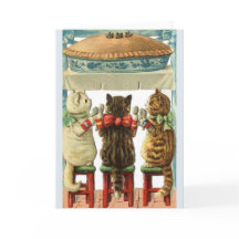 Vintage Three Little Kittens Mouse Pie Note Card