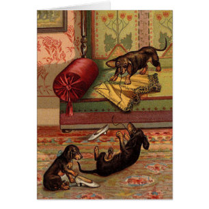Vintage - Three Mischievous Dachshunds, Cards