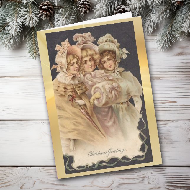 Vintage Three Victorian Christmas Carolers Card (Creator Uploaded)