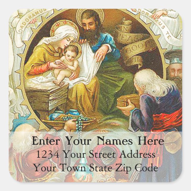 Vintage Three Wise Men Christmas Address Label (Front)