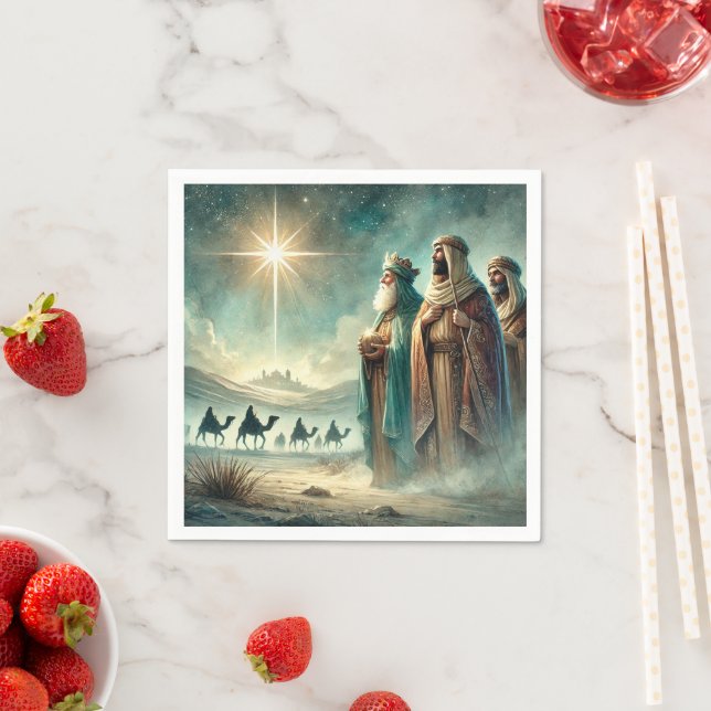 Vintage Three Wise Men Nativity Decoupage Napkins (Insitu)
