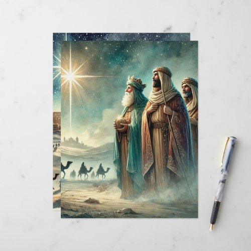 Vintage Three Wise Men Nativity Scrapbook Paper
