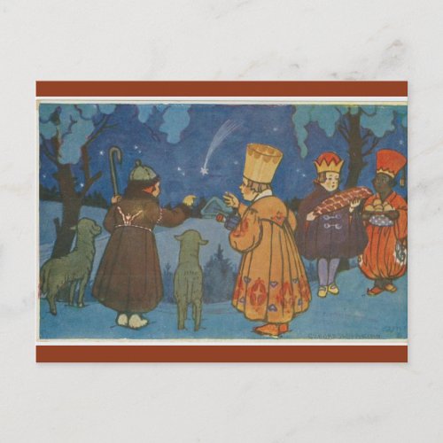 Vintage Three Wise Men Postcard