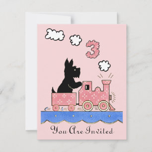 Vintage Three Year Old Birthday Girl Invitation