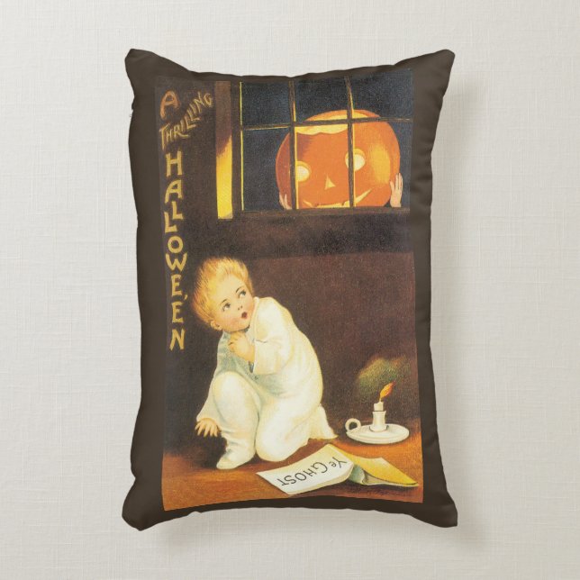 Vintage Thrilling Halloween by Ellen Clapsaddle Accent Pillow (Front(Vertical))