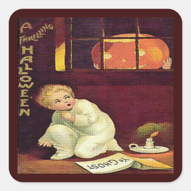 Vintage Thrilling Halloween Square Sticker (Front)