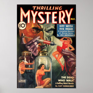 Vintage Thrilling Mystery Mad Scientist Pulp Ficti Poster