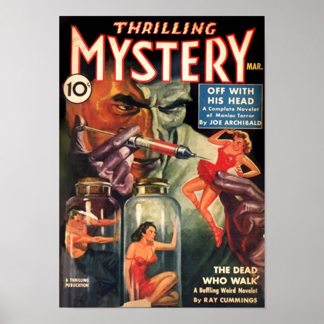 Vintage Thrilling Mystery Mad Scientist Pulp Ficti Poster (Front)